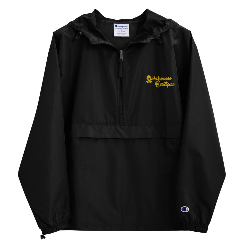 Embroidered Gold Ribbon Champion Packable Jacket - Awareness Boutique