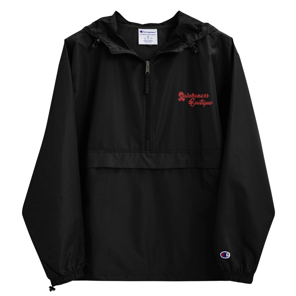 Embroidered Red Ribbon Champion Packable Jacket - Awareness Boutique