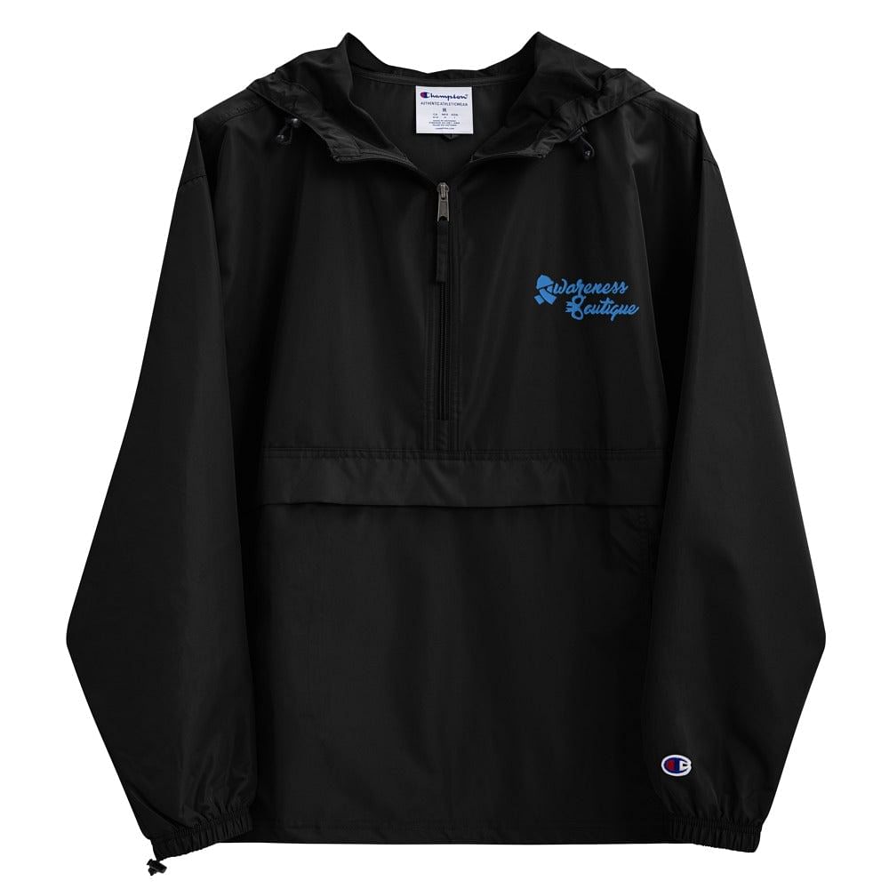 Embroidered Aqua/Teal Blue Champion Packable Jacket - Awareness Boutique