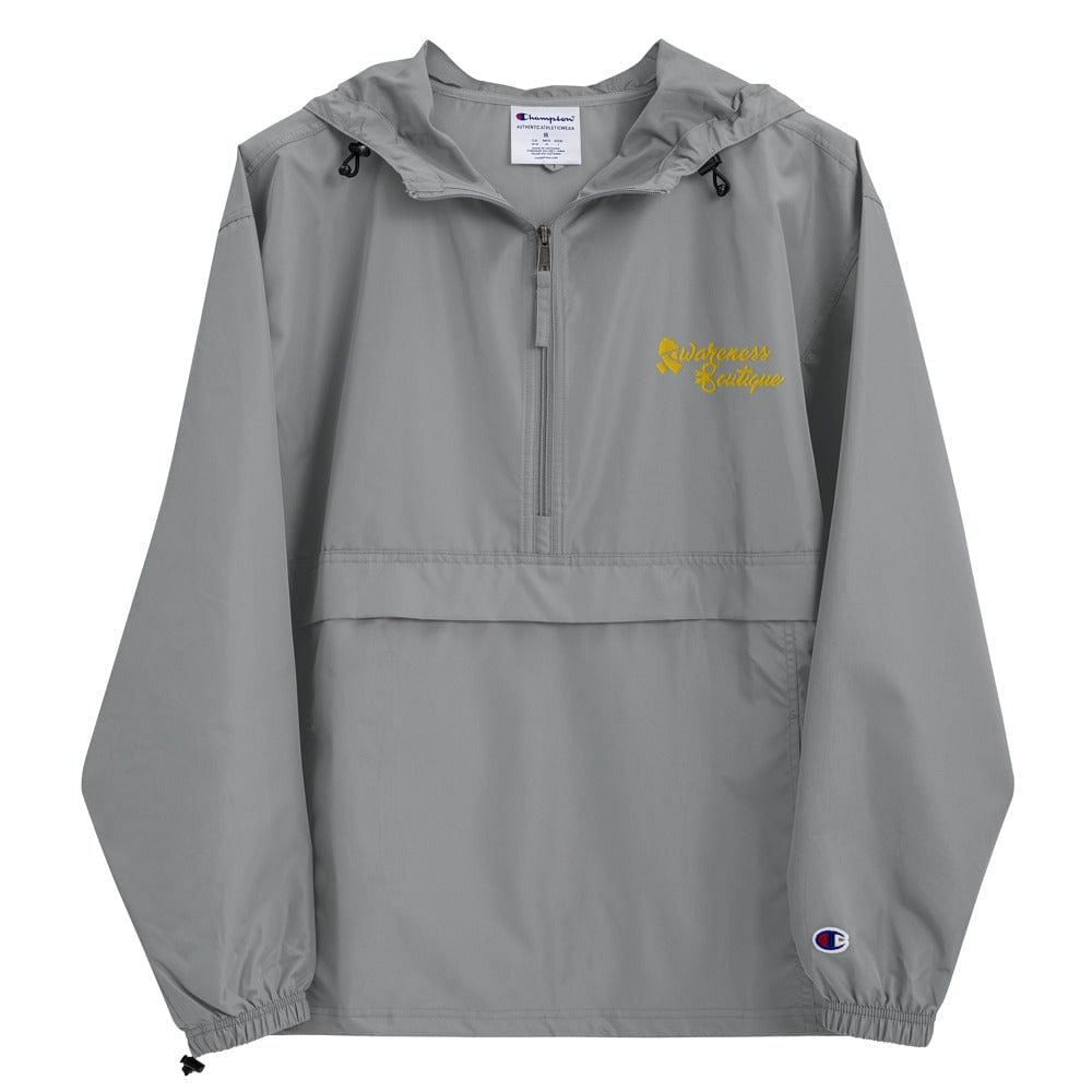 Embroidered Gold Ribbon Champion Packable Jacket - Awareness Boutique
