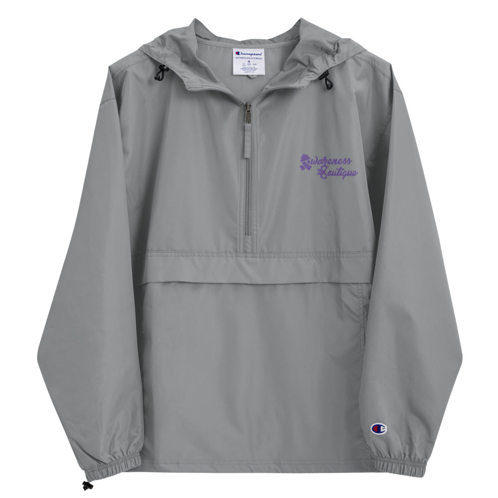 Embroidered Purple Ribbon Champion Packable Jacket - Awareness Boutique