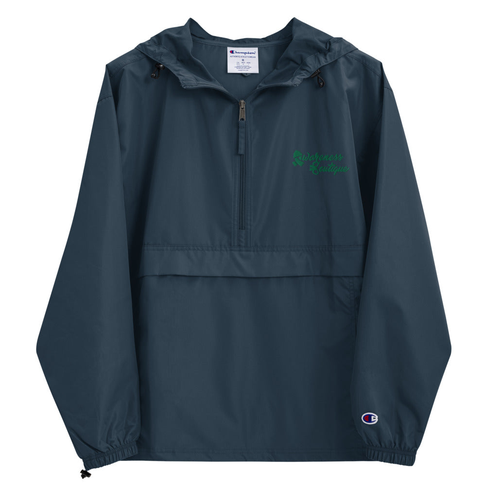 Embroidered Green Ribbon Champion Packable Jacket - Awareness Boutique