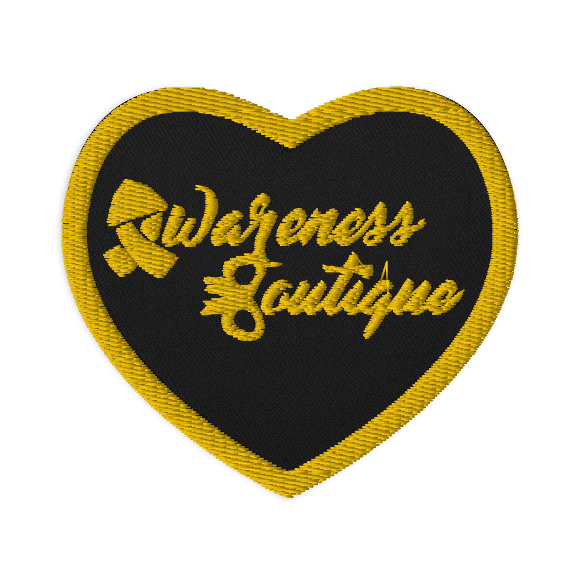Yellow Ribbon Embroidered Heart Patch - Awareness Boutique