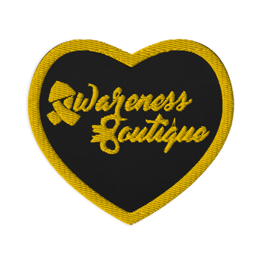 Yellow Ribbon Embroidered Heart Patch - Awareness Boutique