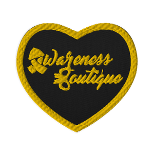 Yellow Ribbon Embroidered Heart Patch - Awareness Boutique