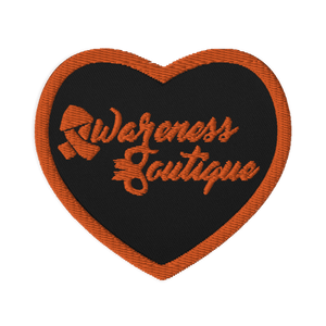 Orange Ribbon Embroidered Heart Patch - Awareness Boutique