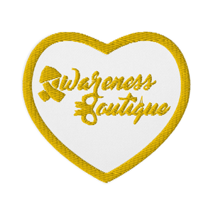 Yellow Ribbon Embroidered Heart Patch - Awareness Boutique