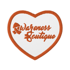 Orange Ribbon Embroidered Heart Patch - Awareness Boutique