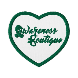Green Ribbon Embroidered Heart Patch - Awareness Boutique