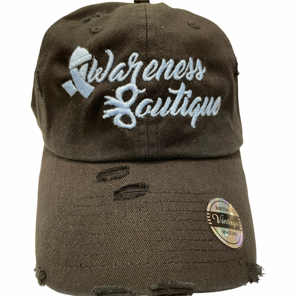 Distressed Vintage Dad Cap Blue Ribbon - Awareness Boutique