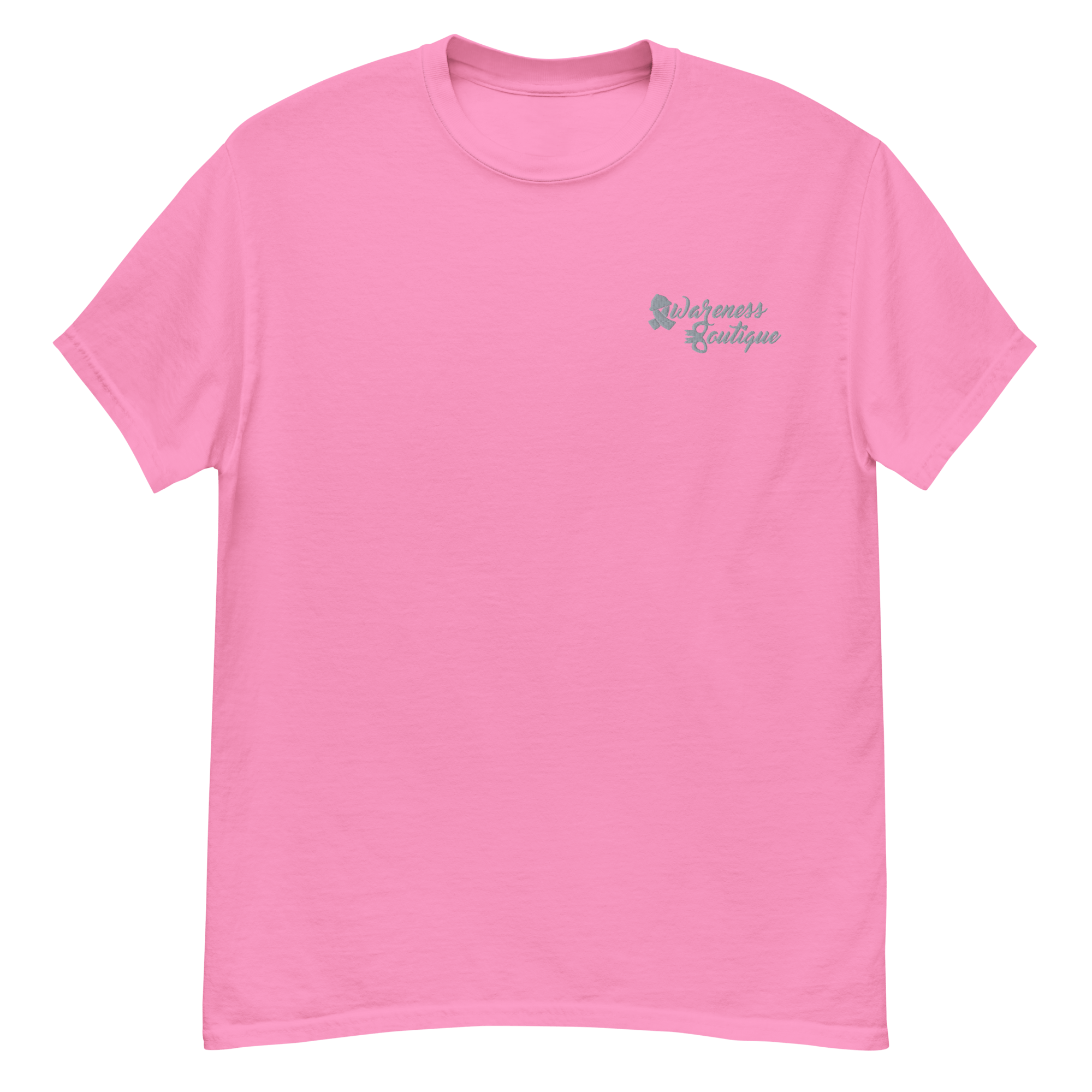 Grey Ribbon Embroidered Tee - Awareness Boutique