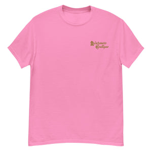 Gold Ribbon Embroidered Tee - Awareness Boutique