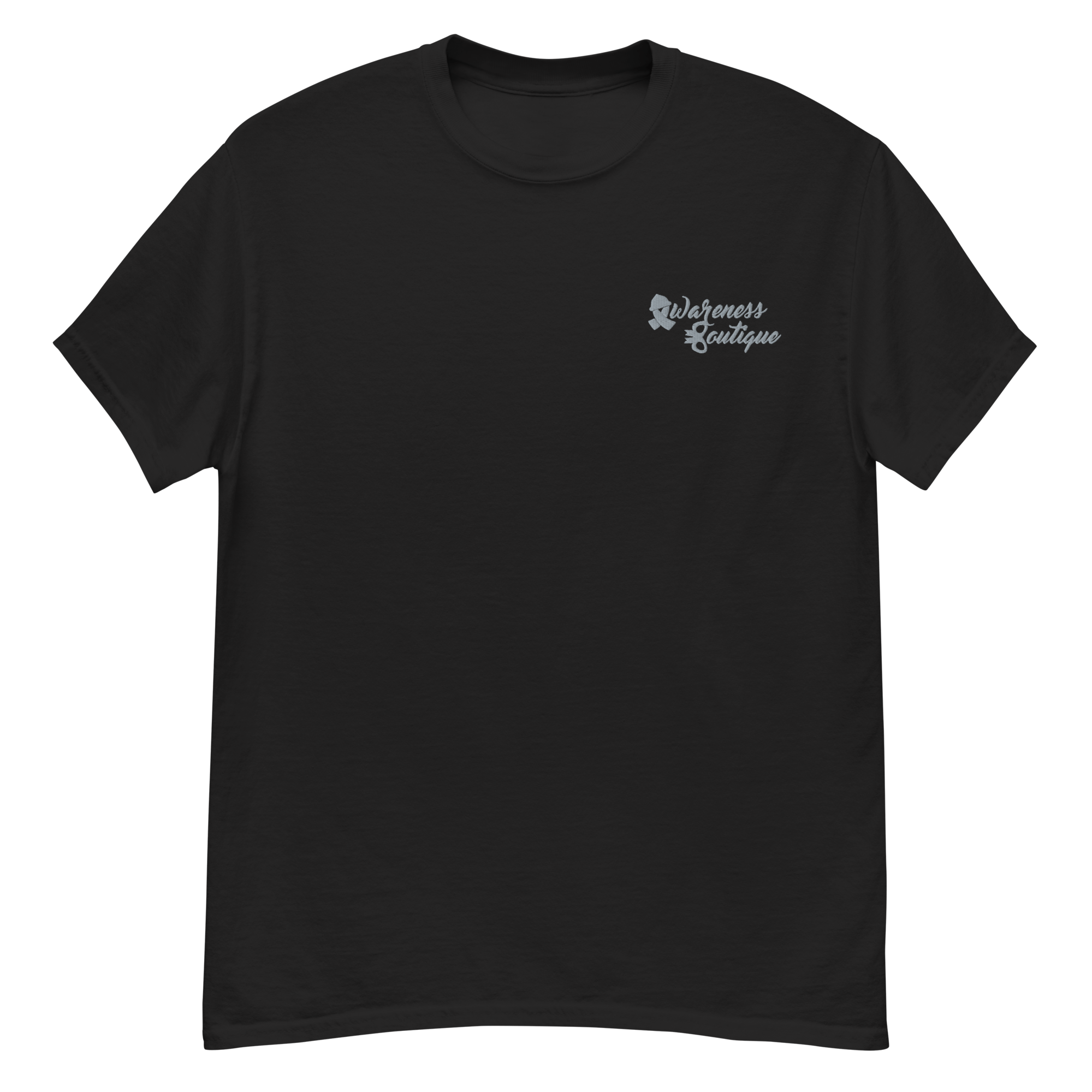Grey Ribbon Embroidered Tee - Awareness Boutique