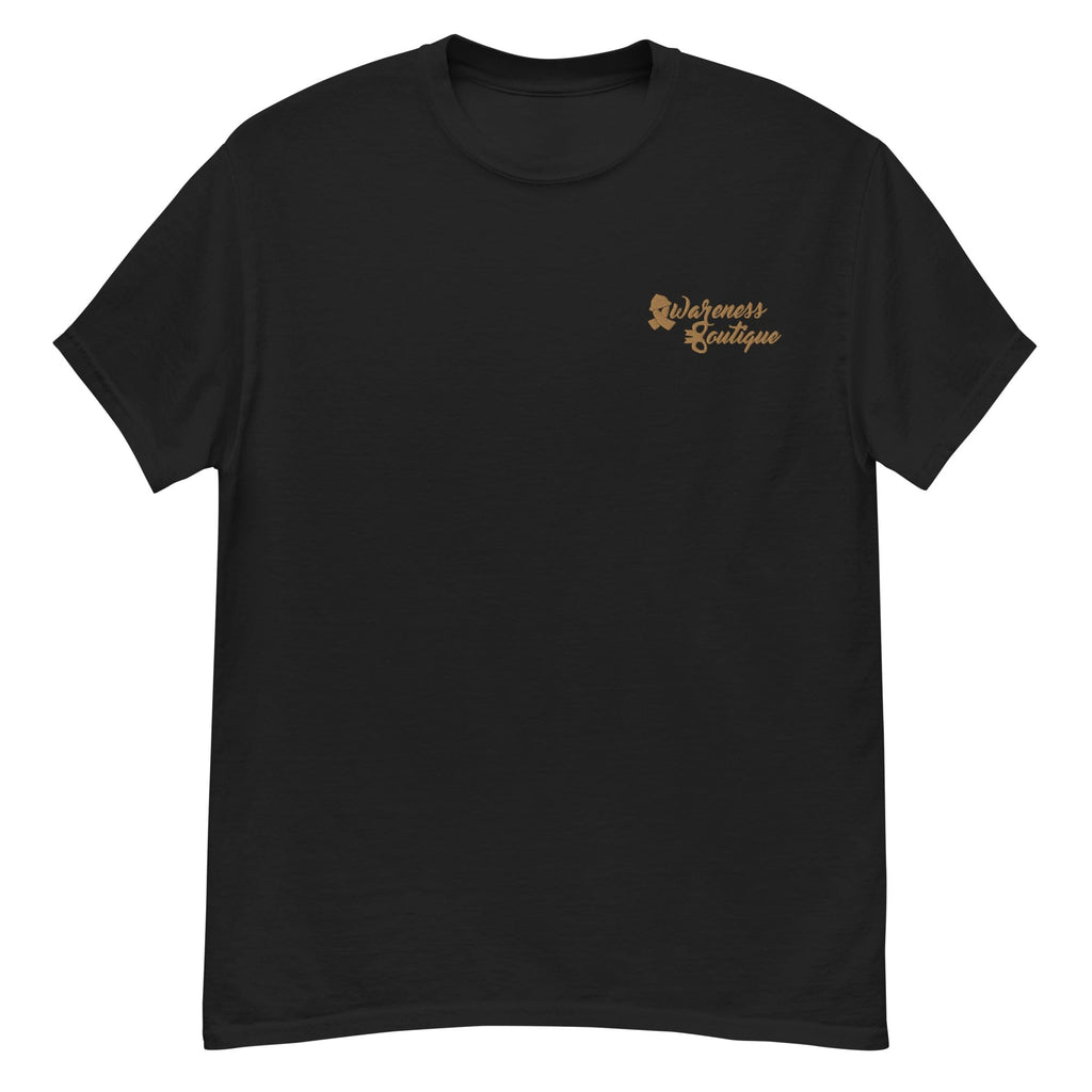Gold Ribbon Embroidered Tee - Awareness Boutique