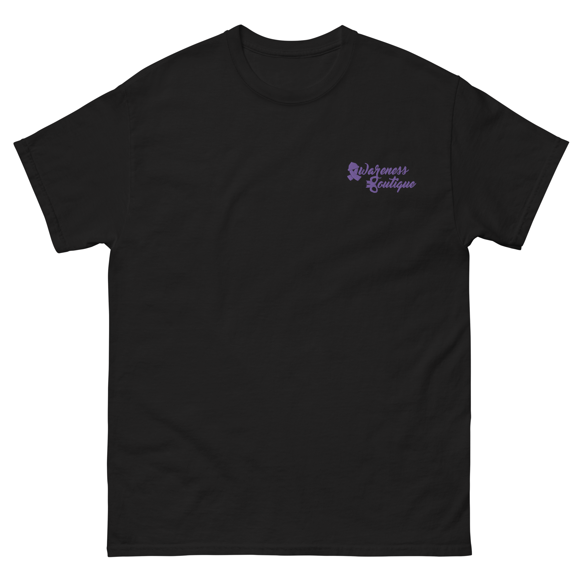 Purple Ribbon Embroidered Tee - Awareness Boutique