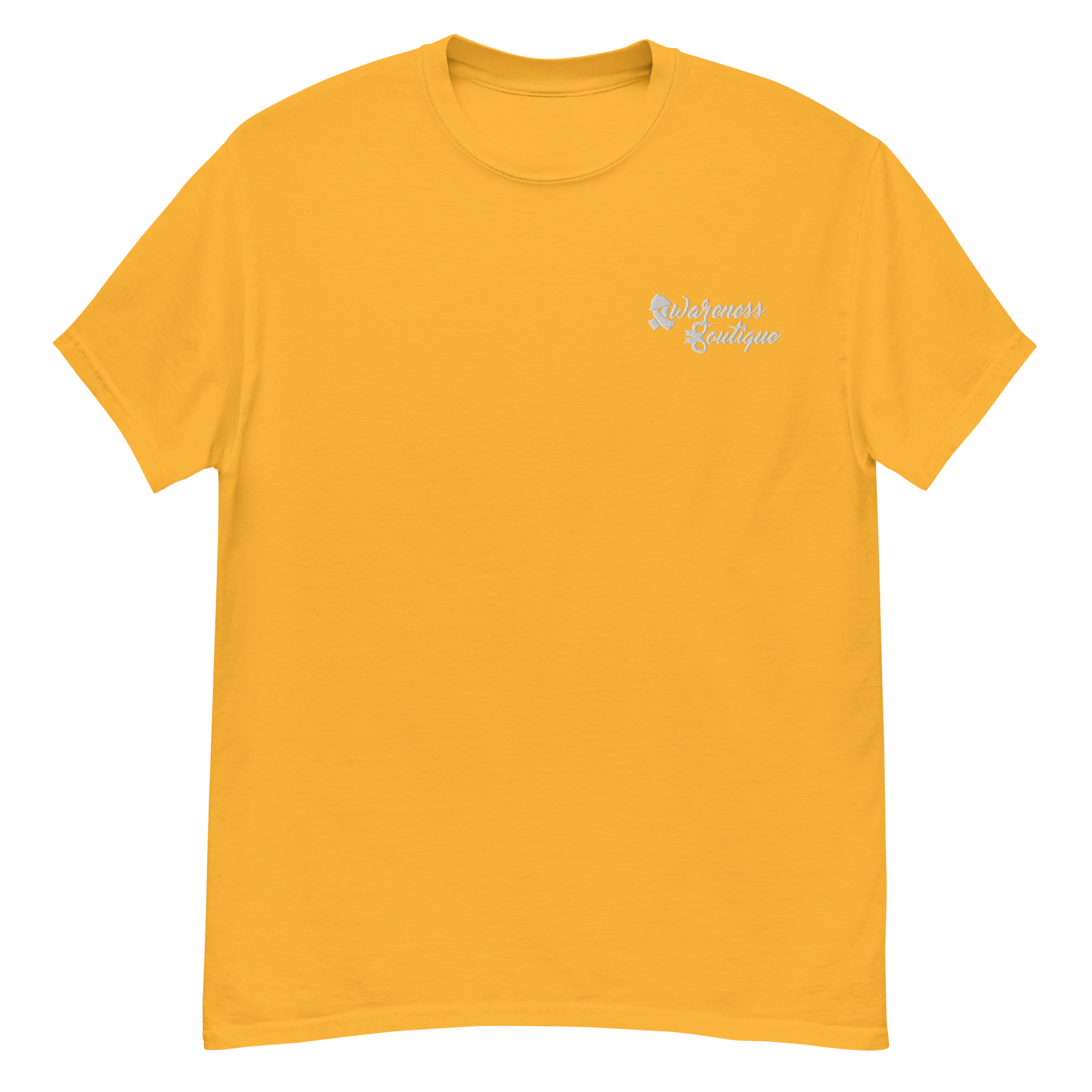 White Ribbon Embroidered Tee - Awareness Boutique