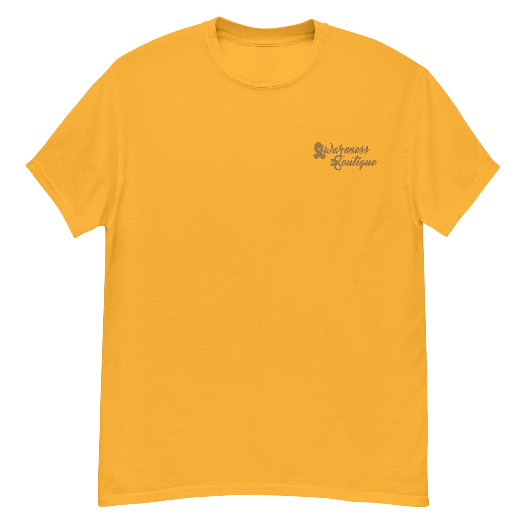 Gold Ribbon Embroidered Tee - Awareness Boutique
