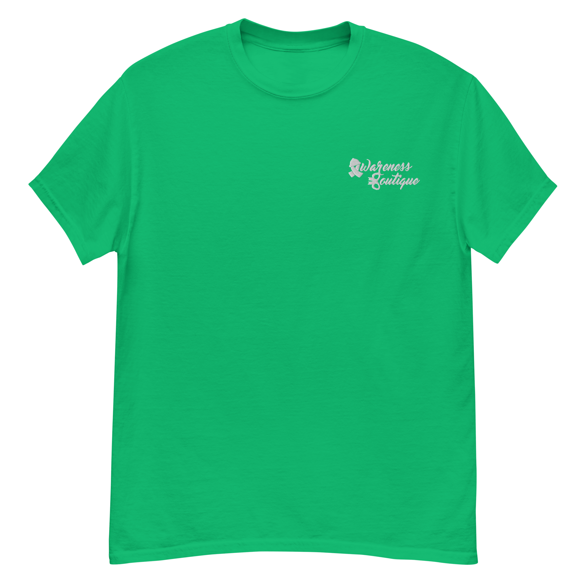 White Ribbon Embroidered Tee - Awareness Boutique