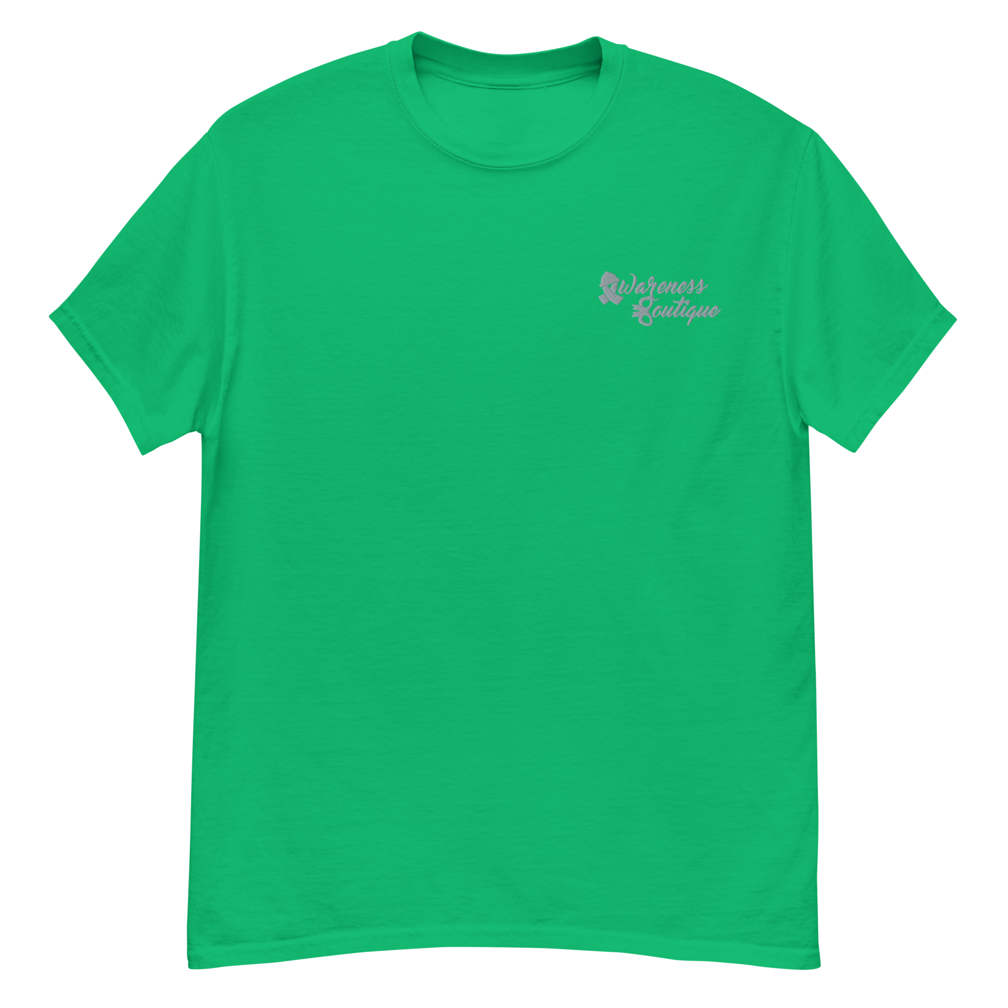 Grey Ribbon Embroidered Tee - Awareness Boutique