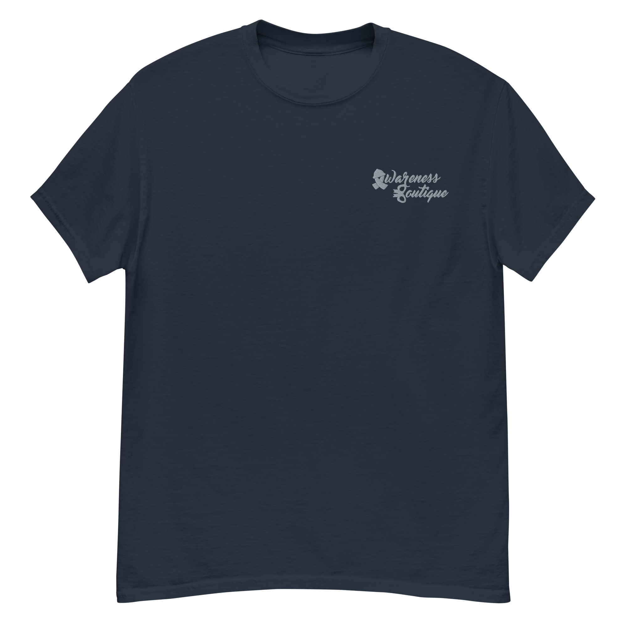 Grey Ribbon Embroidered Tee - Awareness Boutique