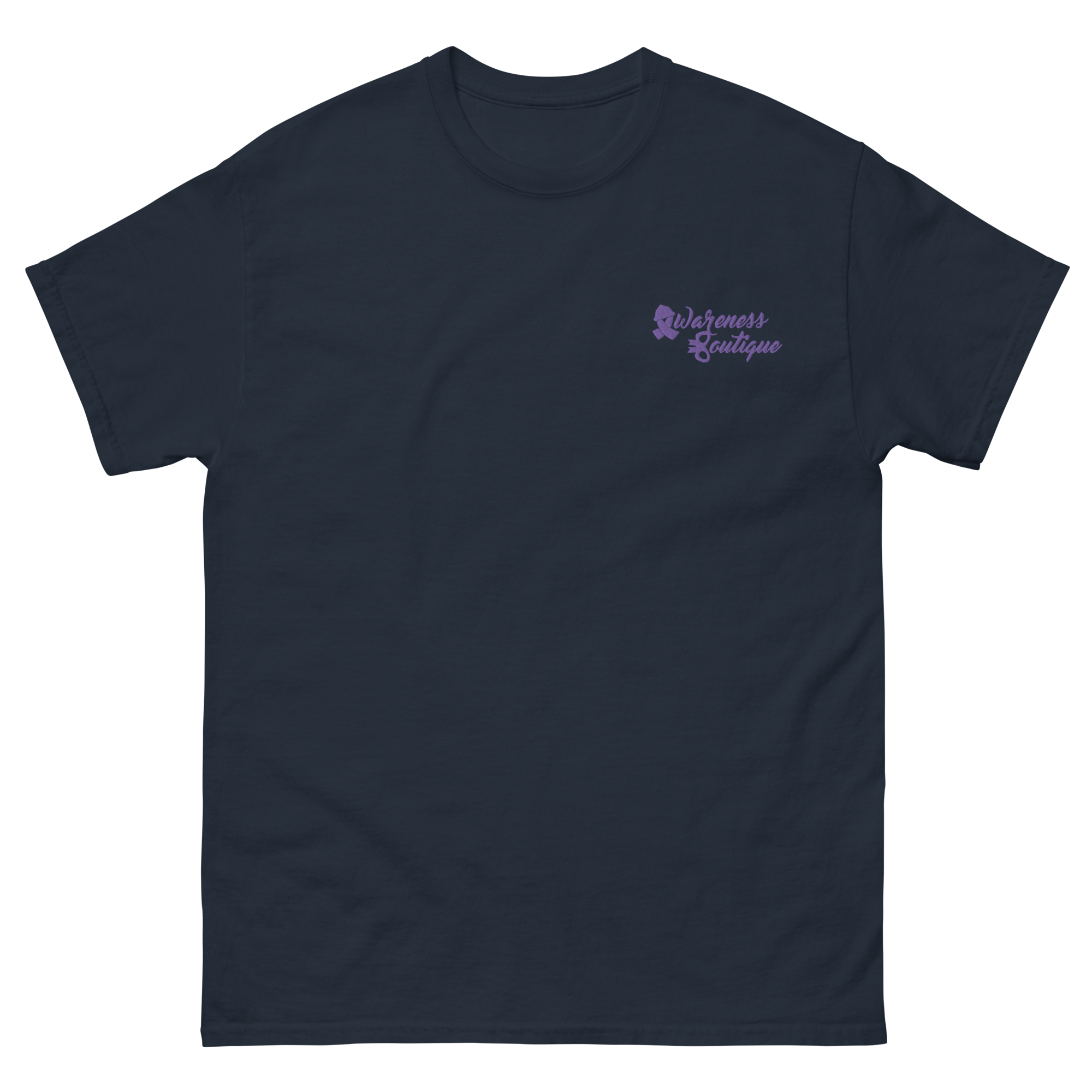 Purple Ribbon Embroidered Tee - Awareness Boutique