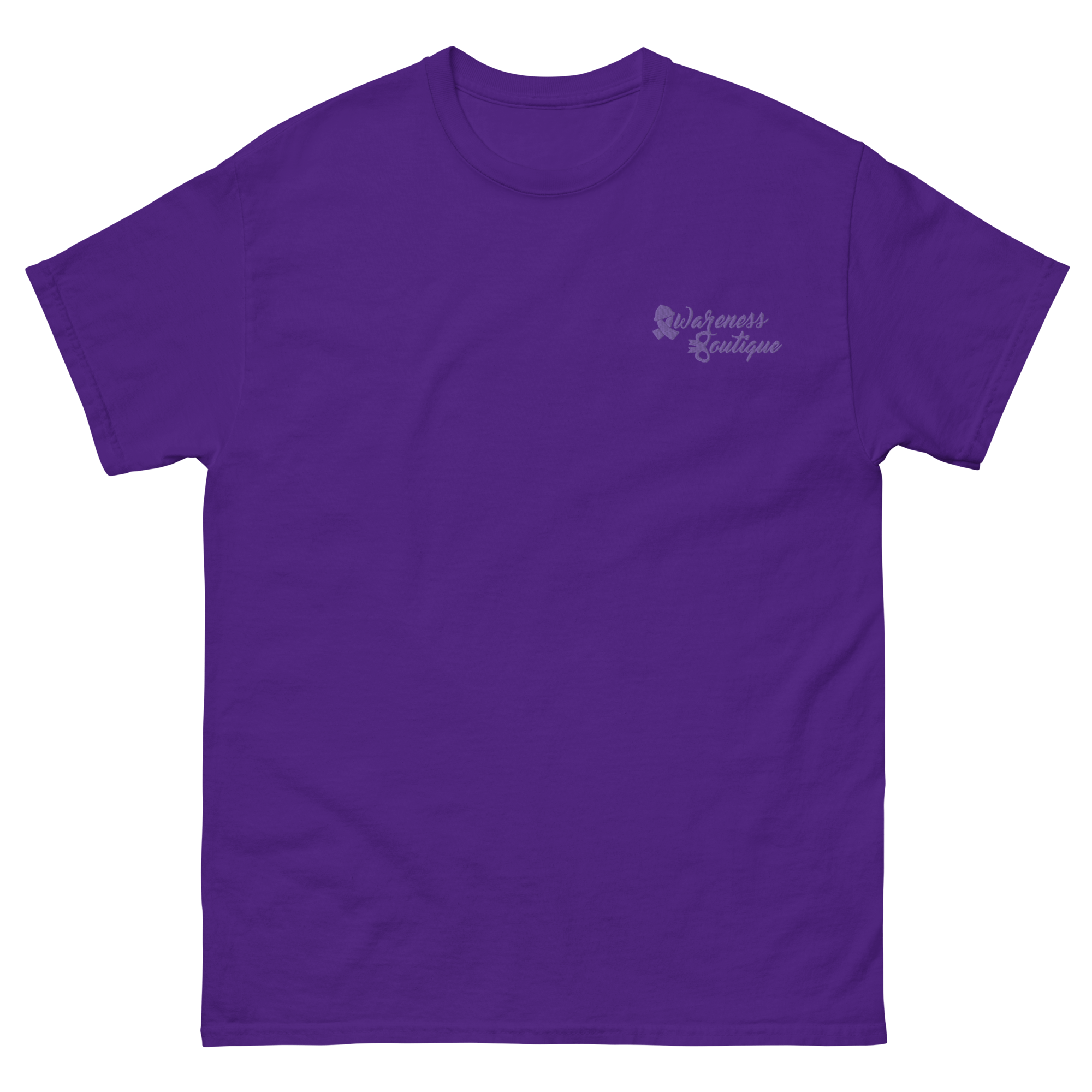 Purple Ribbon Embroidered Tee - Awareness Boutique
