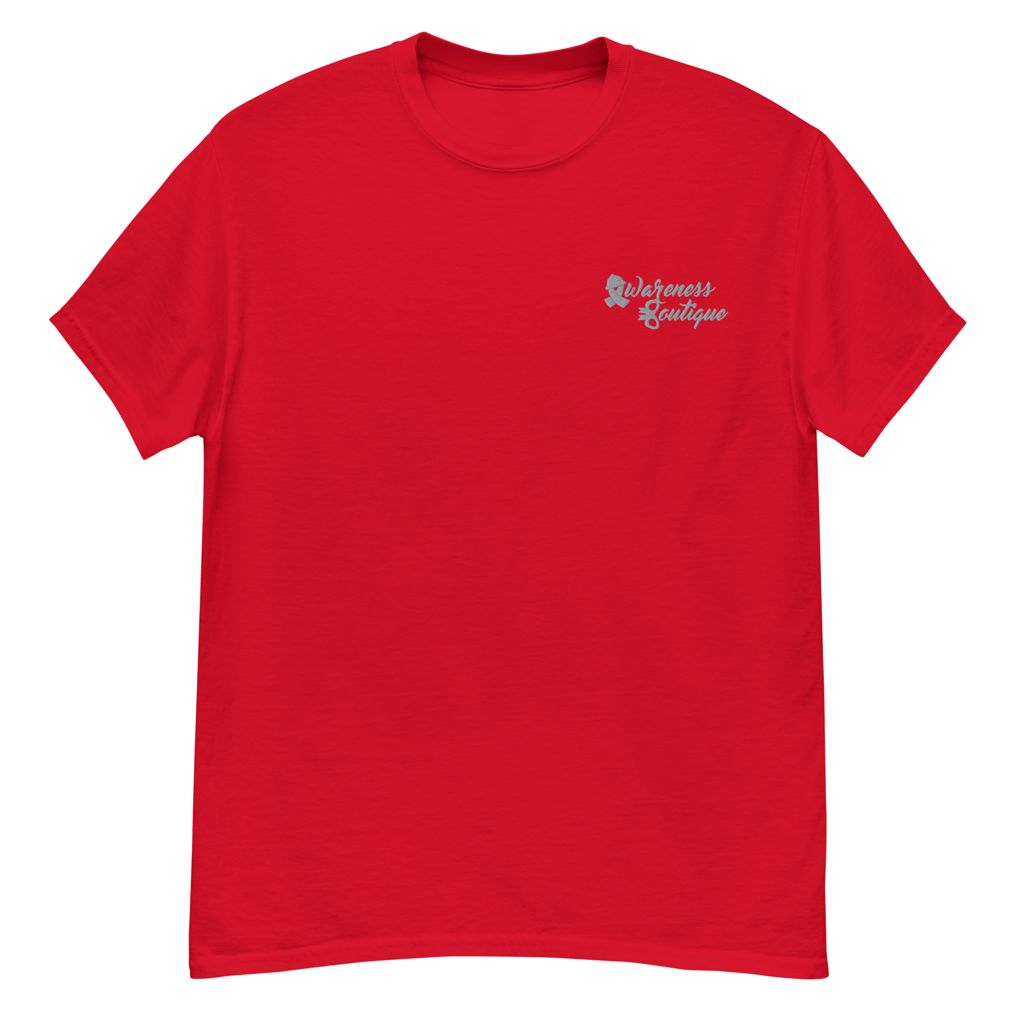 Grey Ribbon Embroidered Tee - Awareness Boutique