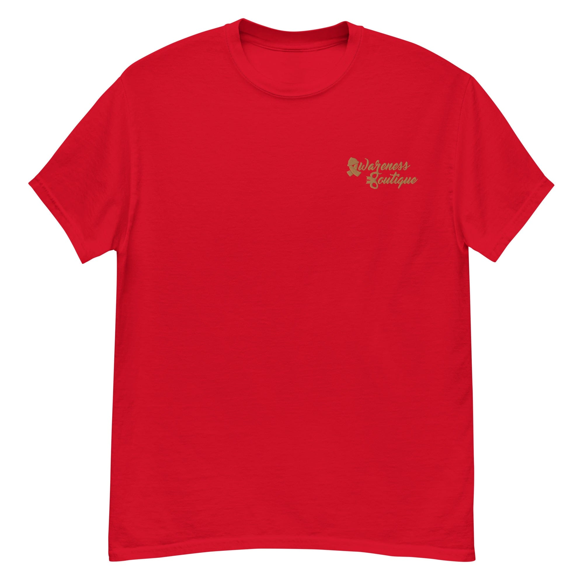 Gold Ribbon Embroidered Tee - Awareness Boutique