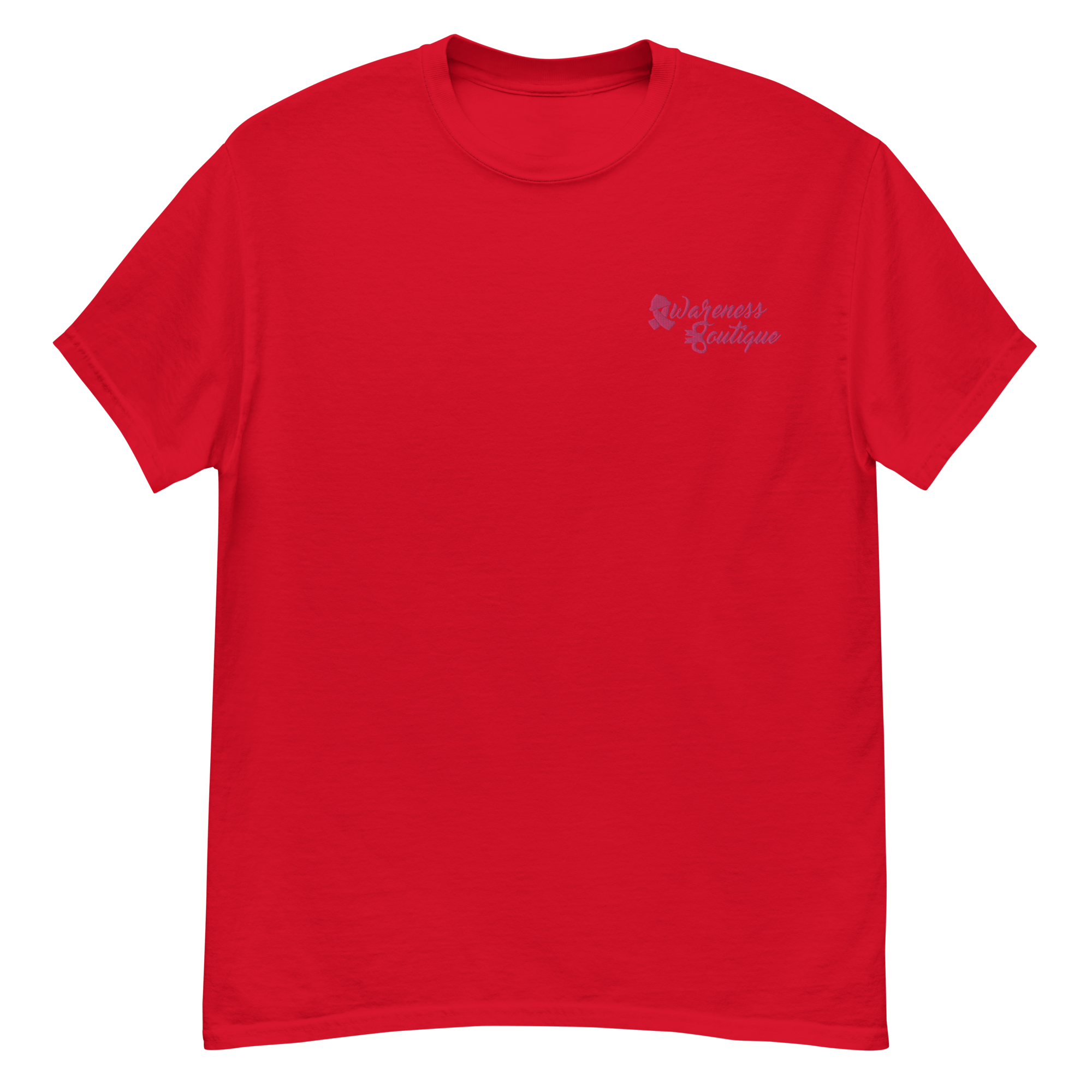 Red Ribbon Embroidered Tee - Awareness Boutique