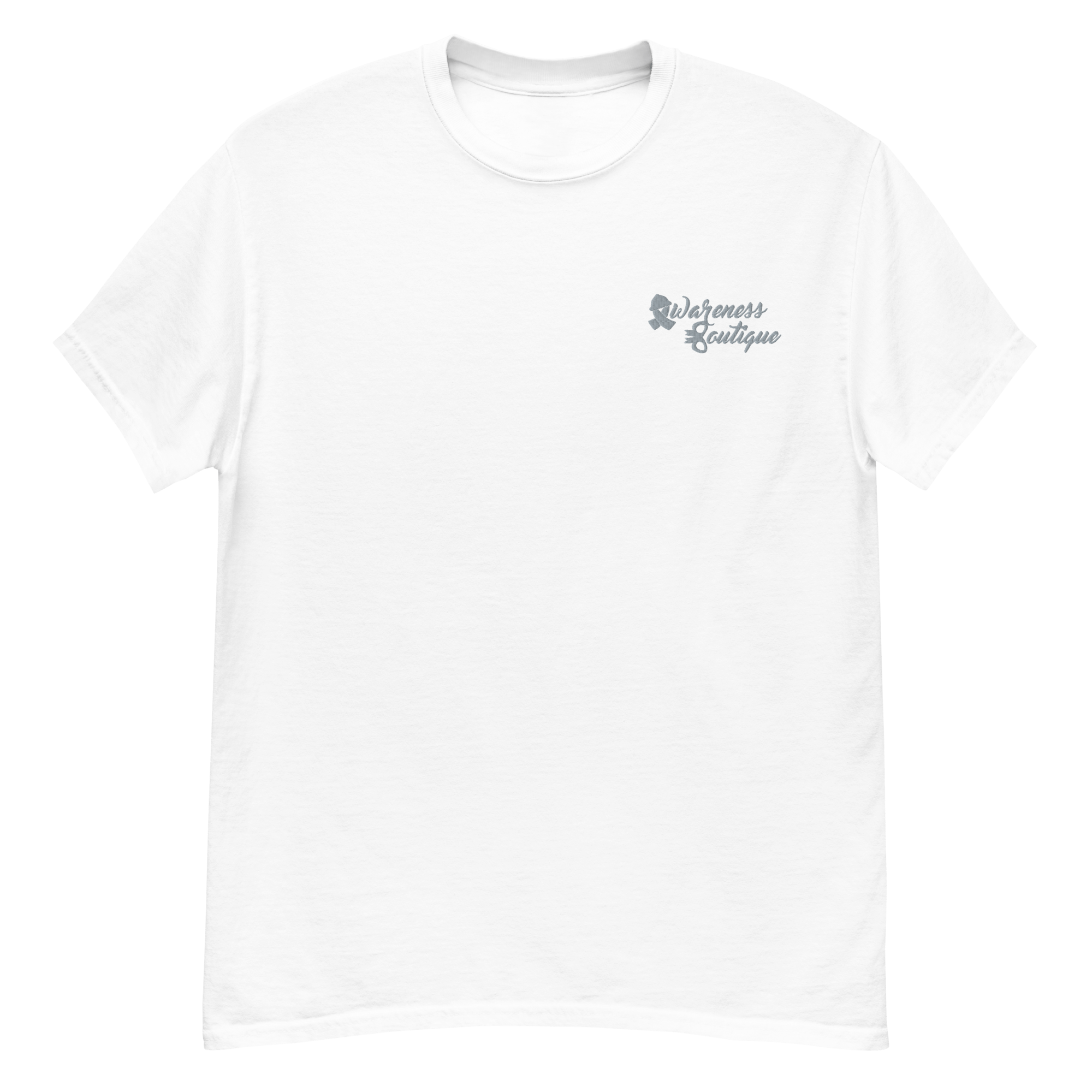 Grey Ribbon Embroidered Tee - Awareness Boutique