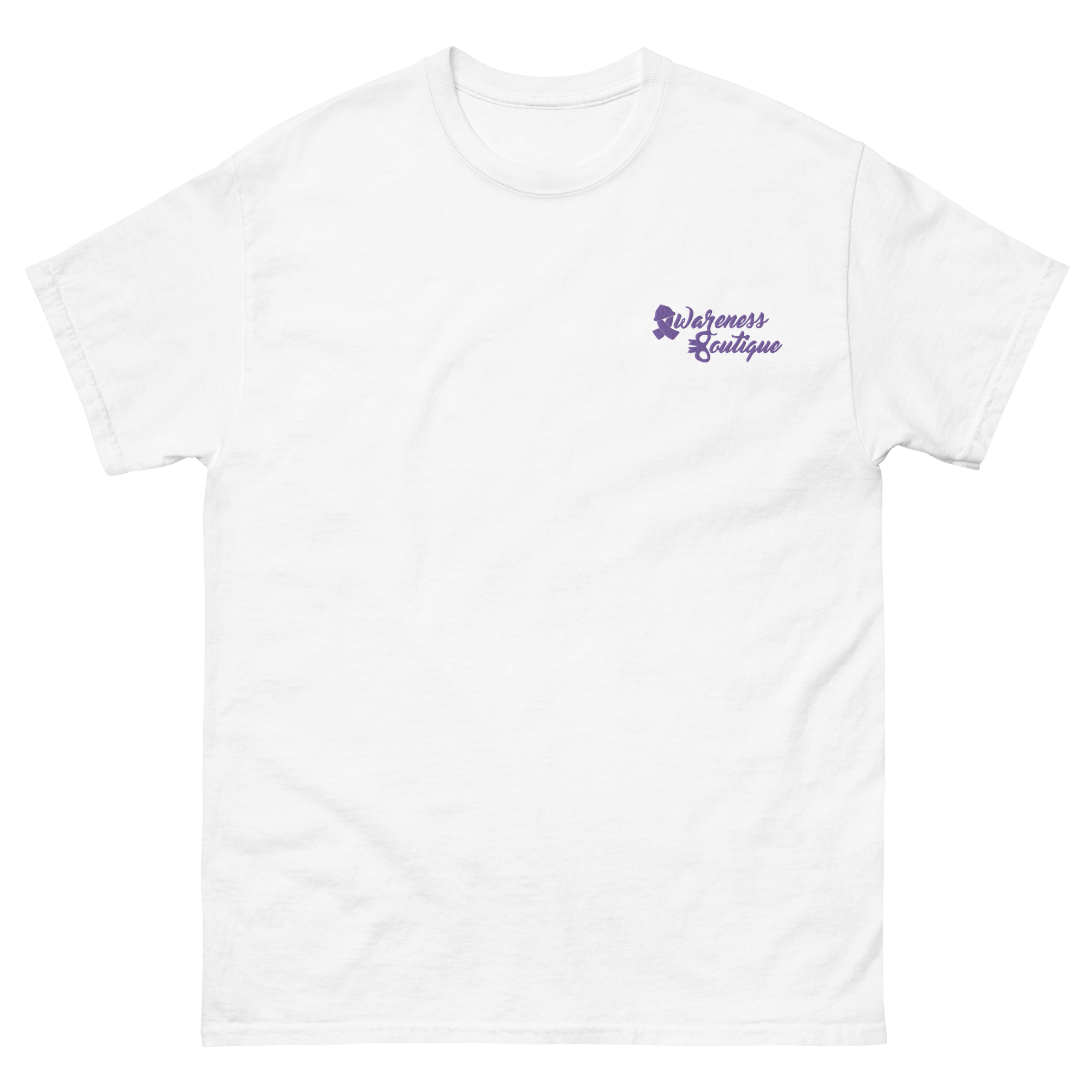 Purple Ribbon Embroidered Tee - Awareness Boutique